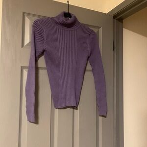 Northern Reflections Lilac Turtleneck ribbed Sweater Y2K 100% cotton